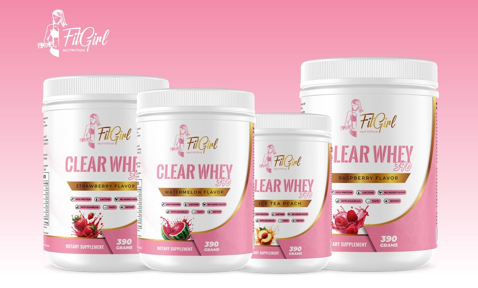 FitGirl Clear Whey Shake – fruity, sugar-free protein drink with 20g protein per serving.