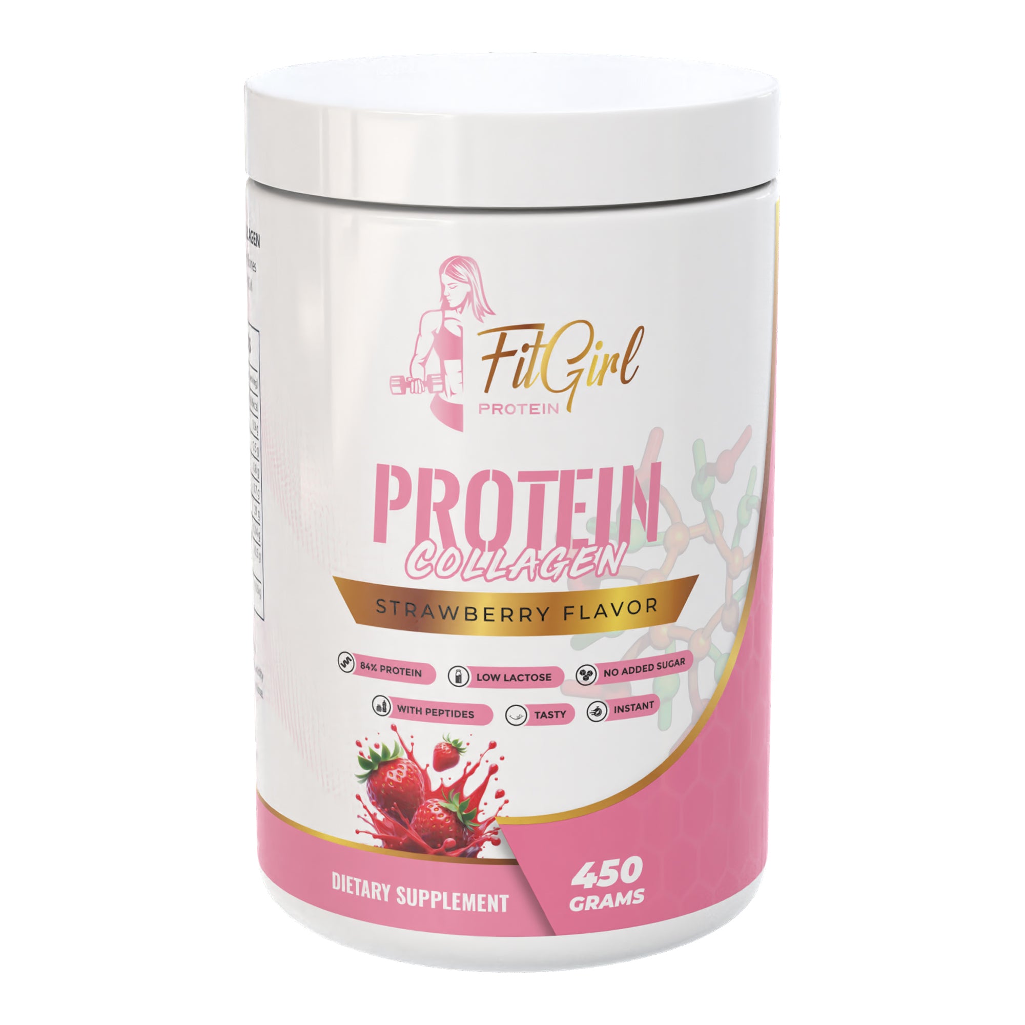 FitGirl Protein + Collagen Shake – Strawberry flavour, 450g jar